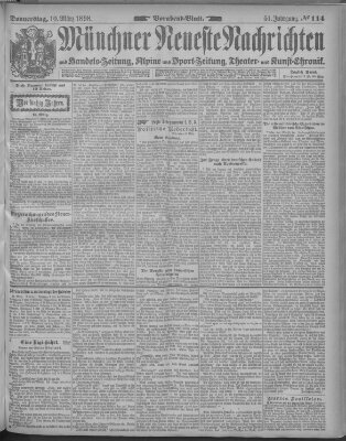 Münchner neueste Nachrichten Donnerstag 10. März 1898