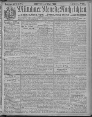 Münchner neueste Nachrichten Samstag 26. April 1902