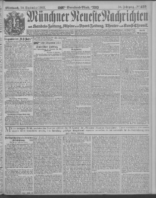 Münchner neueste Nachrichten Mittwoch 30. September 1903