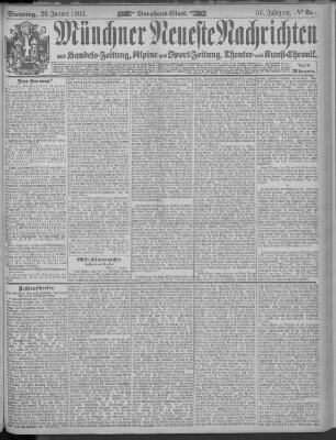 Münchner neueste Nachrichten Dienstag 20. Januar 1903