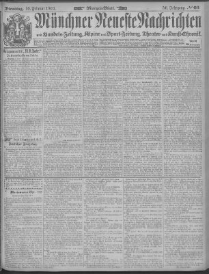 Münchner neueste Nachrichten Dienstag 10. Februar 1903