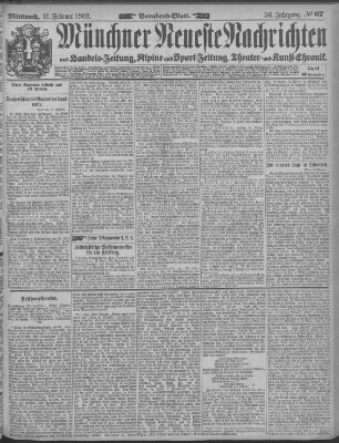 Münchner neueste Nachrichten Mittwoch 11. Februar 1903
