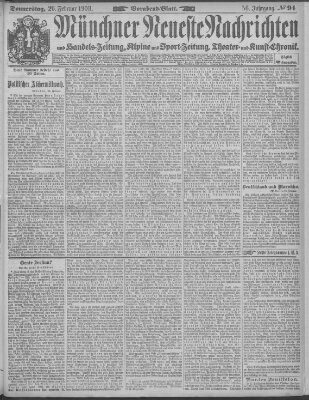 Münchner neueste Nachrichten Donnerstag 26. Februar 1903