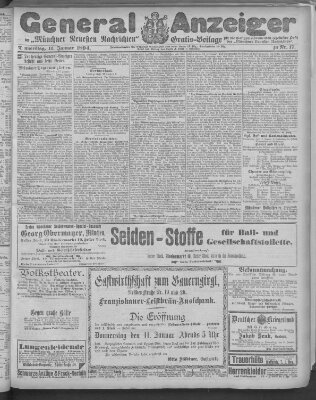 Münchner neueste Nachrichten Donnerstag 11. Januar 1894