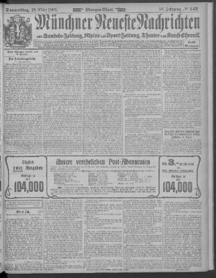Münchner neueste Nachrichten Donnerstag 26. März 1903