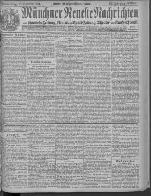 Münchner neueste Nachrichten Donnerstag 15. Dezember 1904