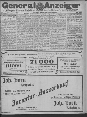 Münchner neueste Nachrichten Montag 26. Dezember 1904