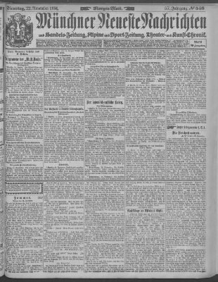 Münchner neueste Nachrichten Dienstag 22. November 1904