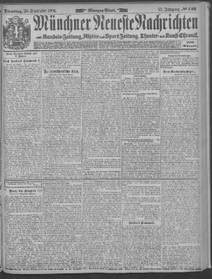 Münchner neueste Nachrichten Dienstag 20. September 1904