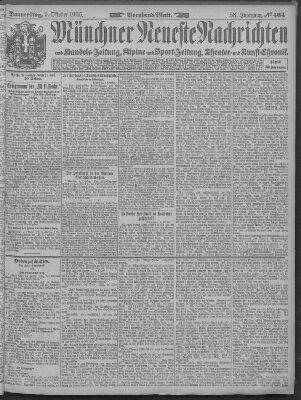 Münchner neueste Nachrichten Donnerstag 5. Oktober 1905