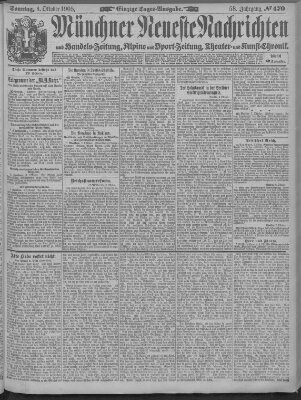 Münchner neueste Nachrichten Sonntag 8. Oktober 1905