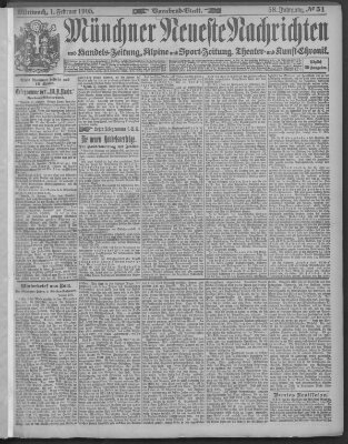Münchner neueste Nachrichten Mittwoch 1. Februar 1905
