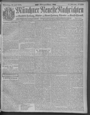 Münchner neueste Nachrichten Dienstag 26. Juli 1898