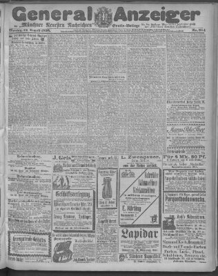 Münchner neueste Nachrichten Montag 22. August 1898