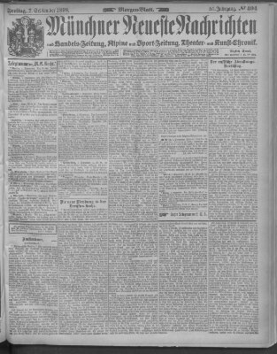 Münchner neueste Nachrichten Freitag 2. September 1898