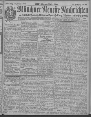 Münchner neueste Nachrichten Dienstag 16. Januar 1906