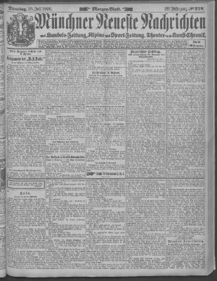 Münchner neueste Nachrichten Dienstag 10. Juli 1906