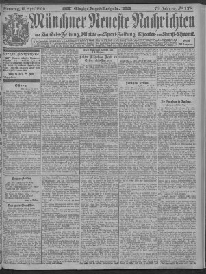 Münchner neueste Nachrichten Sonntag 15. April 1906