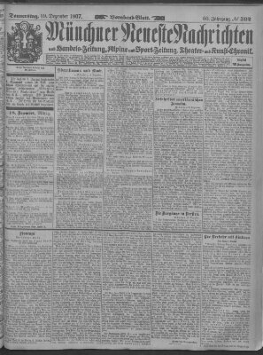 Münchner neueste Nachrichten Donnerstag 19. Dezember 1907