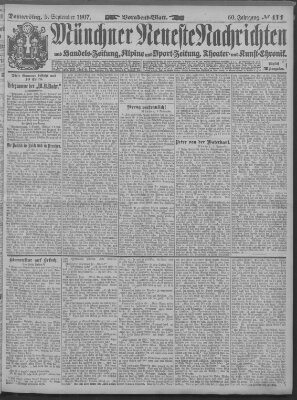 Münchner neueste Nachrichten Donnerstag 5. September 1907