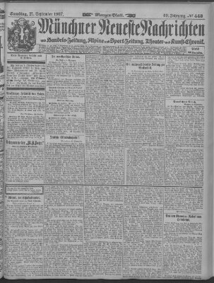 Münchner neueste Nachrichten Samstag 21. September 1907