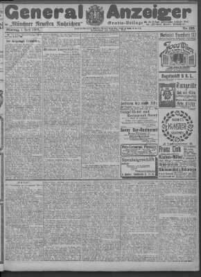Münchner neueste Nachrichten Montag 1. April 1907