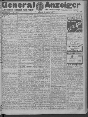 Münchner neueste Nachrichten Donnerstag 11. April 1907