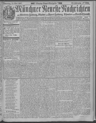 Münchner neueste Nachrichten Sonntag 19. Mai 1907