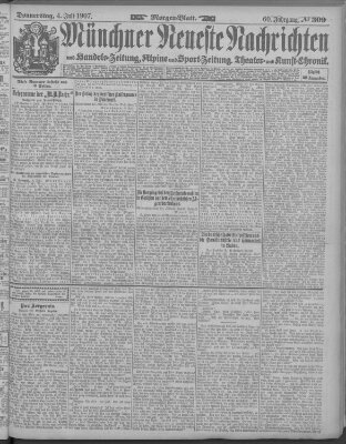Münchner neueste Nachrichten Donnerstag 4. Juli 1907
