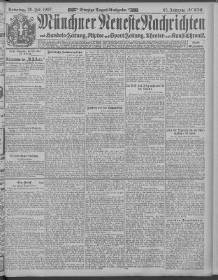 Münchner neueste Nachrichten Sonntag 28. Juli 1907