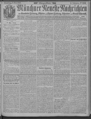 Münchner neueste Nachrichten Samstag 9. Mai 1908