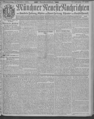 Münchner neueste Nachrichten Donnerstag 12. November 1903
