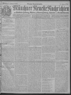 Münchner neueste Nachrichten Montag 4. Januar 1909