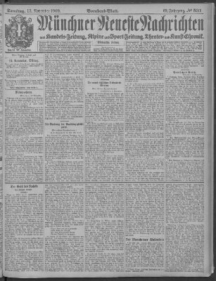Münchner neueste Nachrichten Samstag 13. November 1909