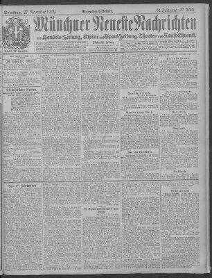 Münchner neueste Nachrichten Samstag 27. November 1909