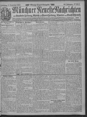 Münchner neueste Nachrichten Sonntag 3. November 1907