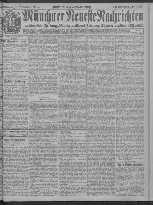 Münchner neueste Nachrichten Mittwoch 27. November 1907