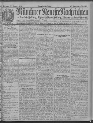Münchner neueste Nachrichten Freitag 20. August 1909