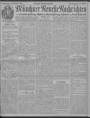 Münchner neueste Nachrichten Sonntag 29. August 1909