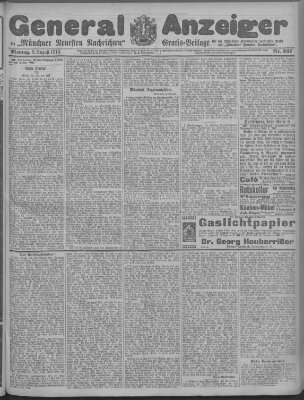 Münchner neueste Nachrichten Montag 8. August 1910