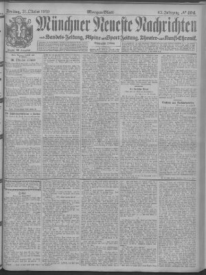 Münchner neueste Nachrichten Freitag 21. Oktober 1910