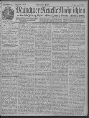 Münchner neueste Nachrichten Donnerstag 3. Dezember 1908