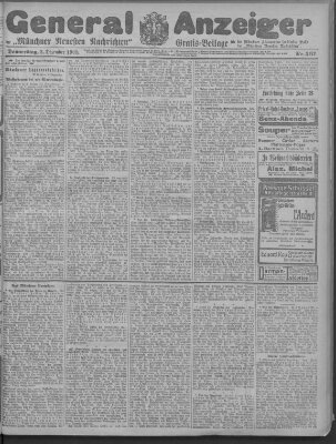 Münchner neueste Nachrichten Donnerstag 3. Dezember 1908