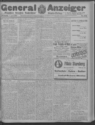 Münchner neueste Nachrichten Mittwoch 14. Juli 1909