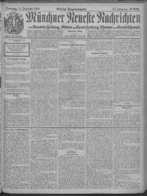 Münchner neueste Nachrichten Sonntag 11. Dezember 1910