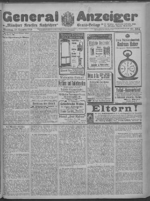 Münchner neueste Nachrichten Dienstag 20. Dezember 1910