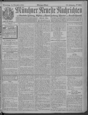Münchner neueste Nachrichten Dienstag 15. November 1910