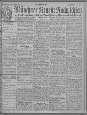Münchner neueste Nachrichten Mittwoch 26. Januar 1910