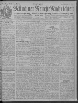 Münchner neueste Nachrichten Samstag 26. Februar 1910
