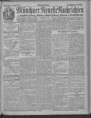 Münchner neueste Nachrichten Samstag 7. Mai 1910